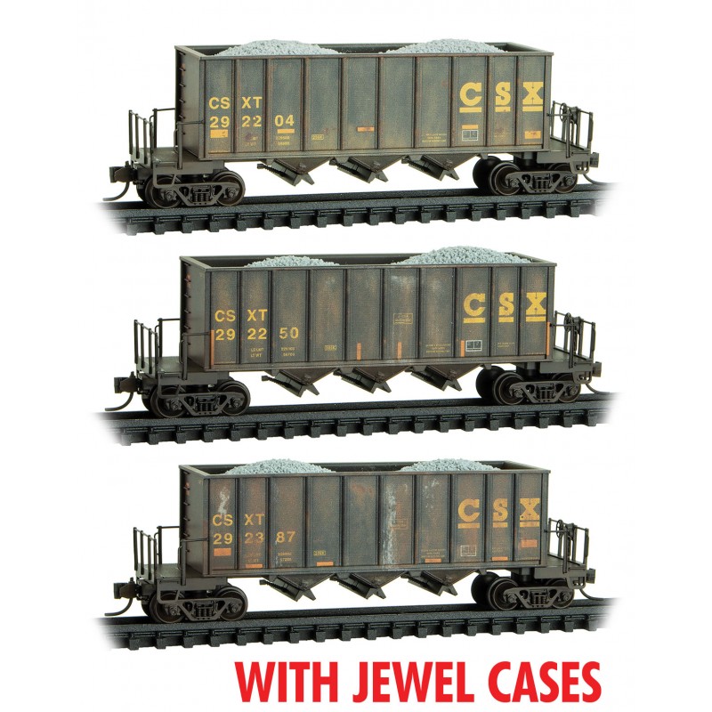 CSX Weathered 3-Pack Black Rock Train With Jewel Cases