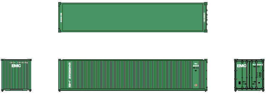 EMCU Evergreen 40' Standard Ribbed Panel Side Container 2-Pack