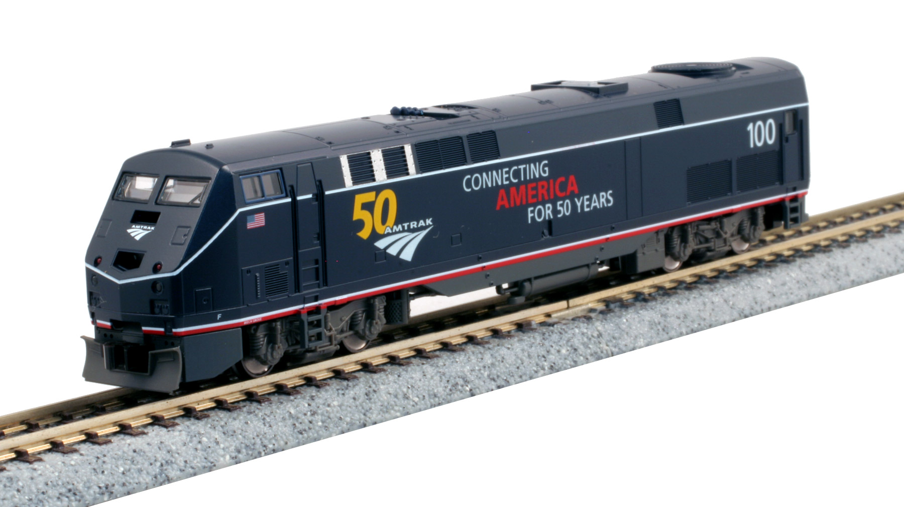 Amtrak GE P42 Midnight Blue With 50th Anniversary #100 With LokSound
