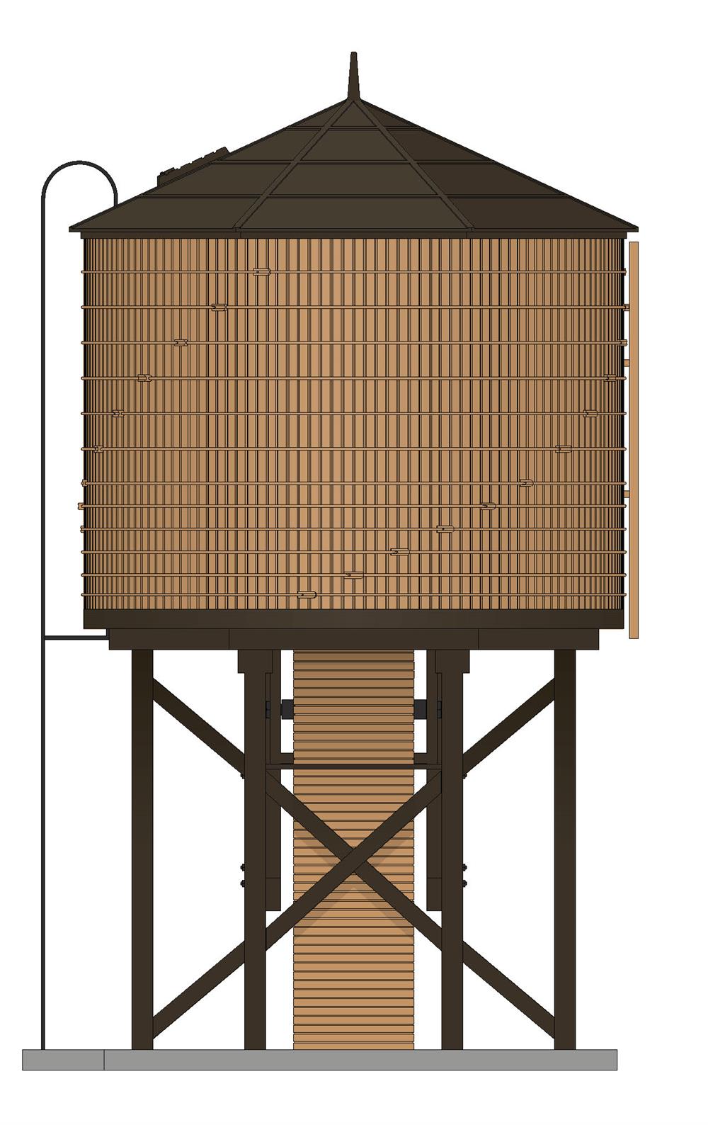 Weathered Brown & Unlettered Water Tower