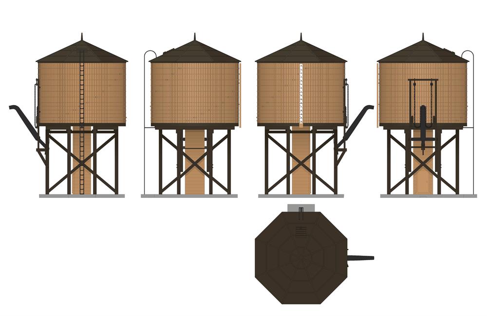 Weathered Brown & Unlettered Water Tower