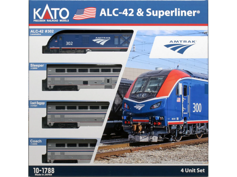 Amtrak ALC-42 & 3-Superliner® Cars With Interior Lighting Installed