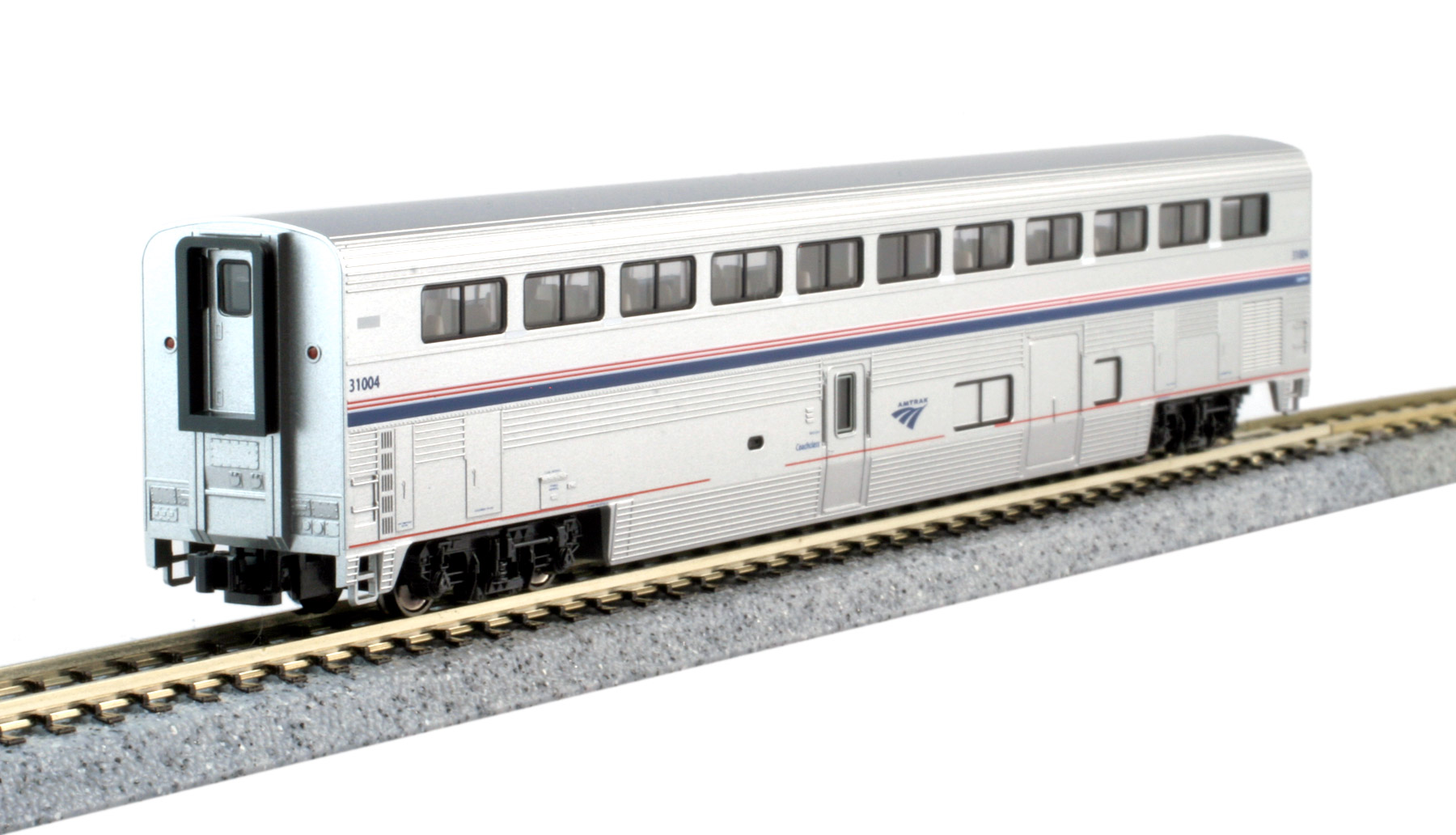 Amtrak ALC-42 & 3-Superliner® Cars With Interior Lighting Installed
