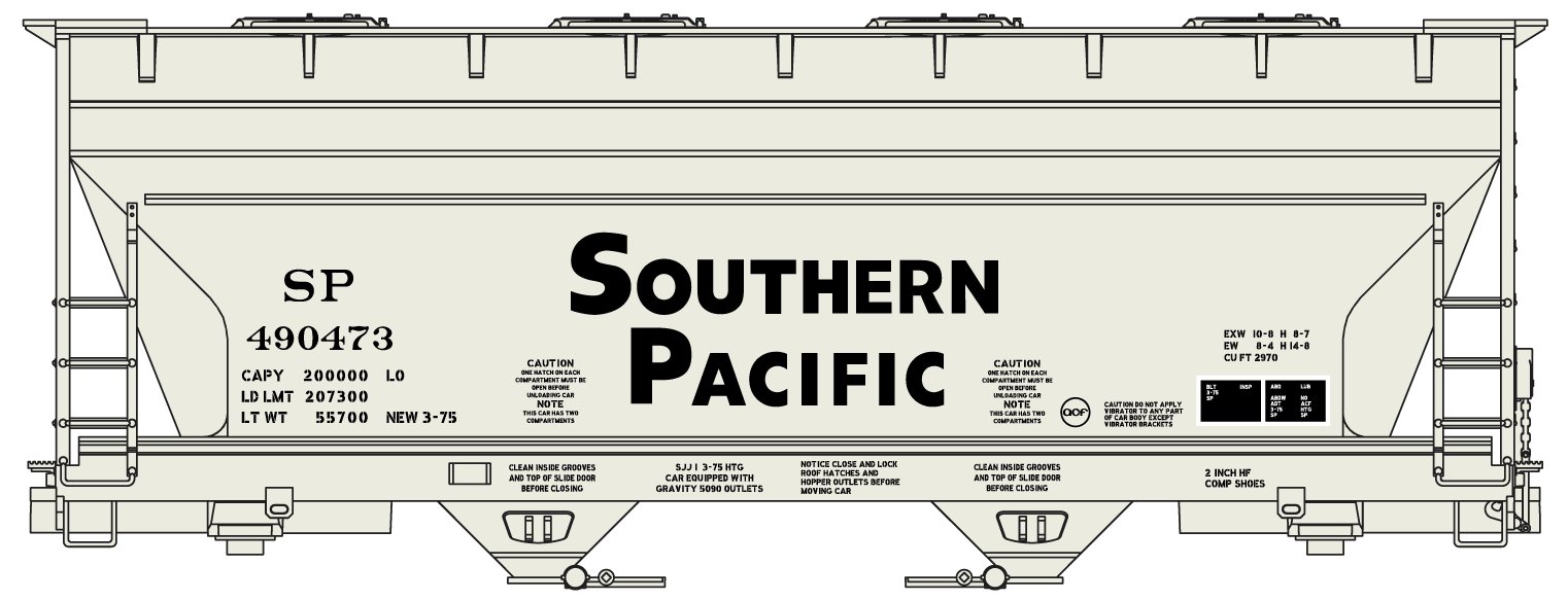 Southern Pacific 2-Bay ACF Covered Hopper #490473