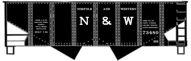 Norfolk & Western USRA Twin Hopper #73480