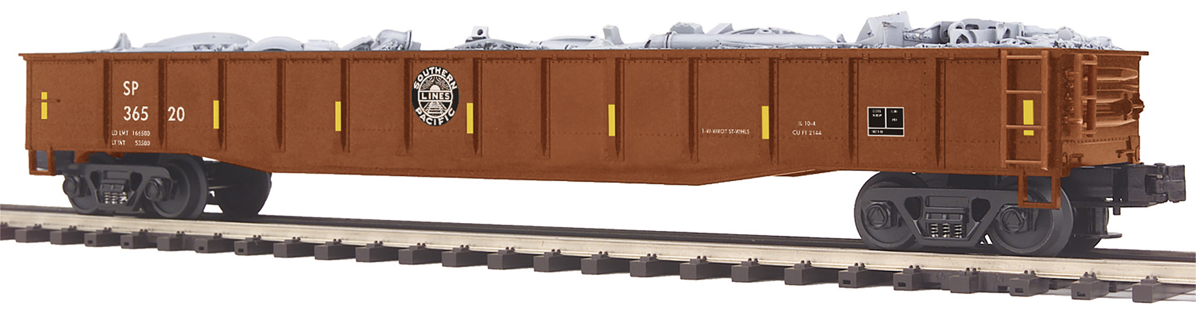 Southern Pacific gondola car with junk load