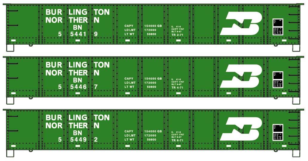 Burlington Northern 41' Steel Gondola 3-Pack