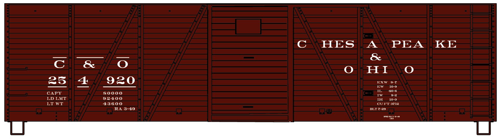 Chesapeake & Ohio 40' Single Sheath Wood Box Car #254920