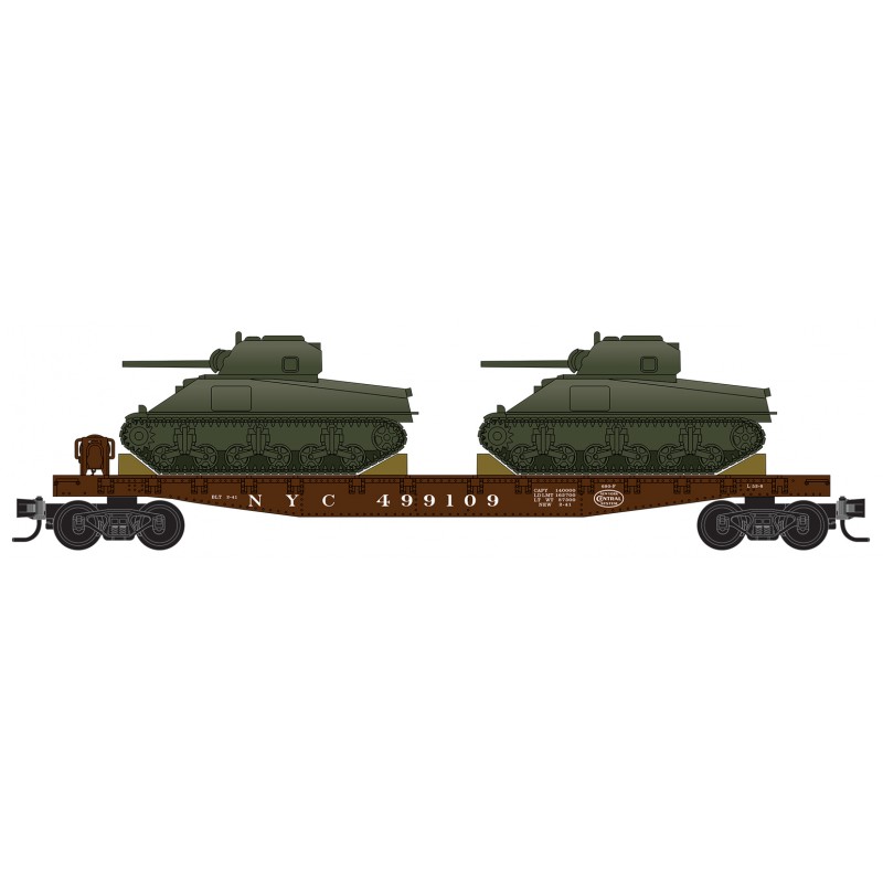 New York Central Flat Car With Sherman Tanks 3-Pack With Jewel Cases