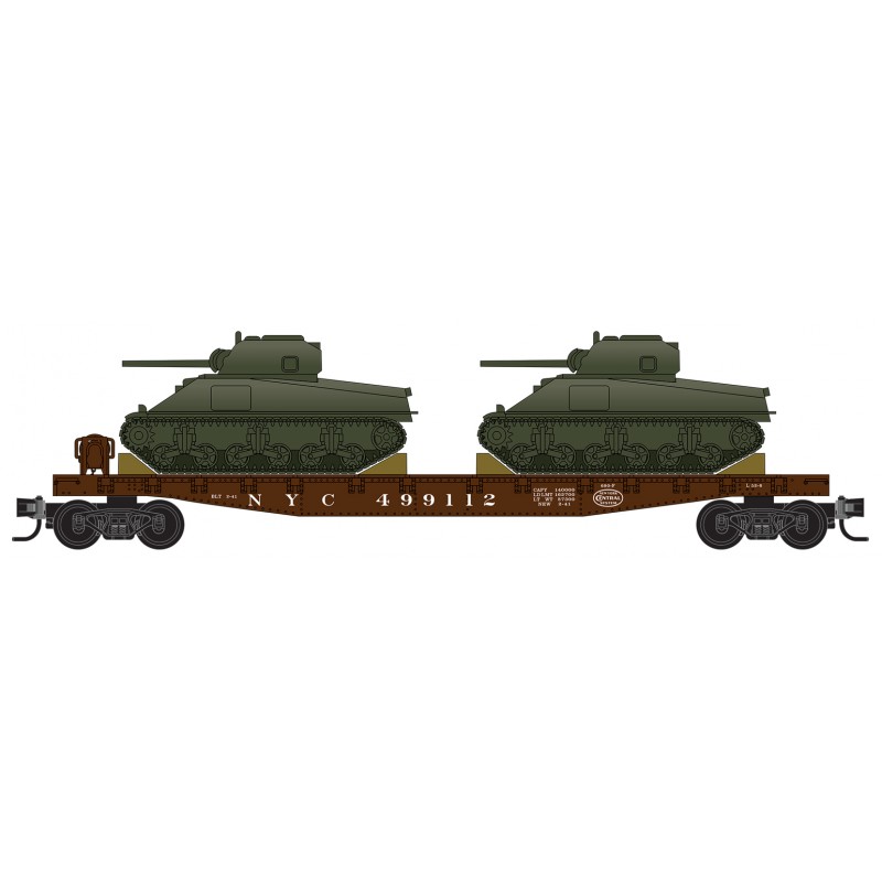 New York Central Flat Car With Sherman Tanks 3-Pack With Jewel Cases
