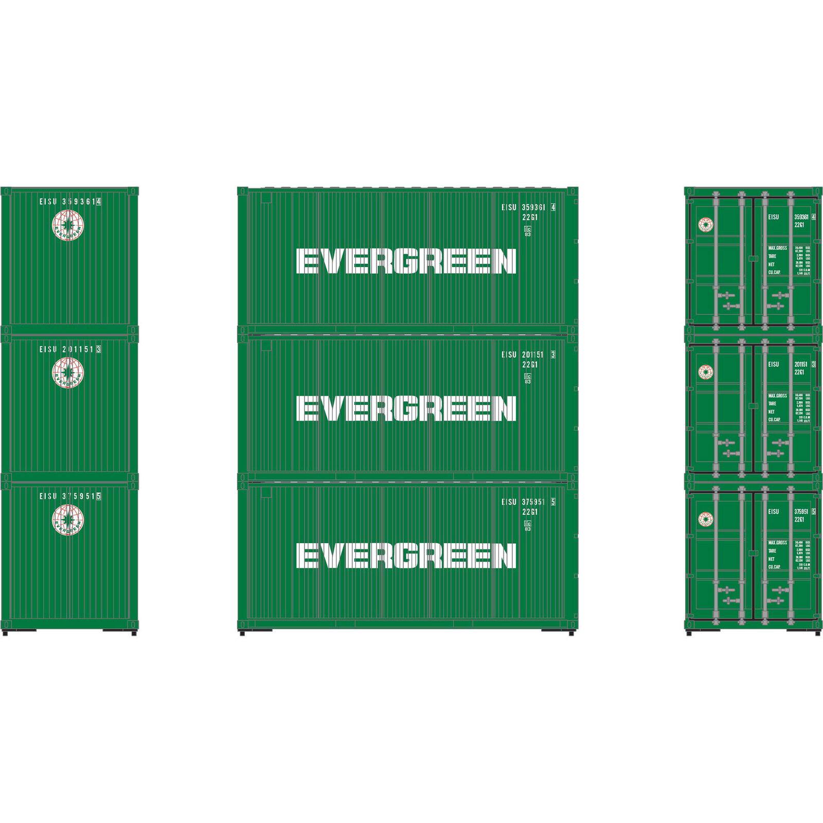 Evergreen 20' corrugated containter 3-pack #1