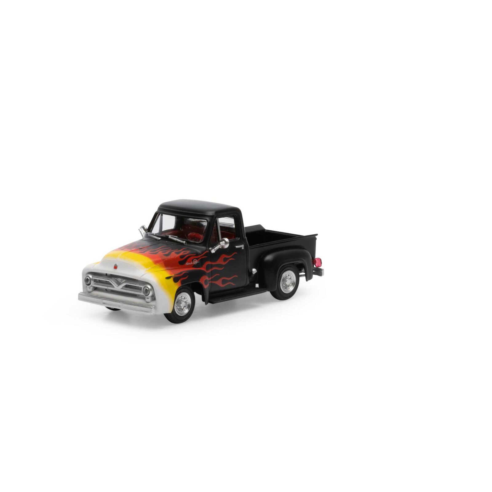 black with flames 1955 Ford F-100 pickup