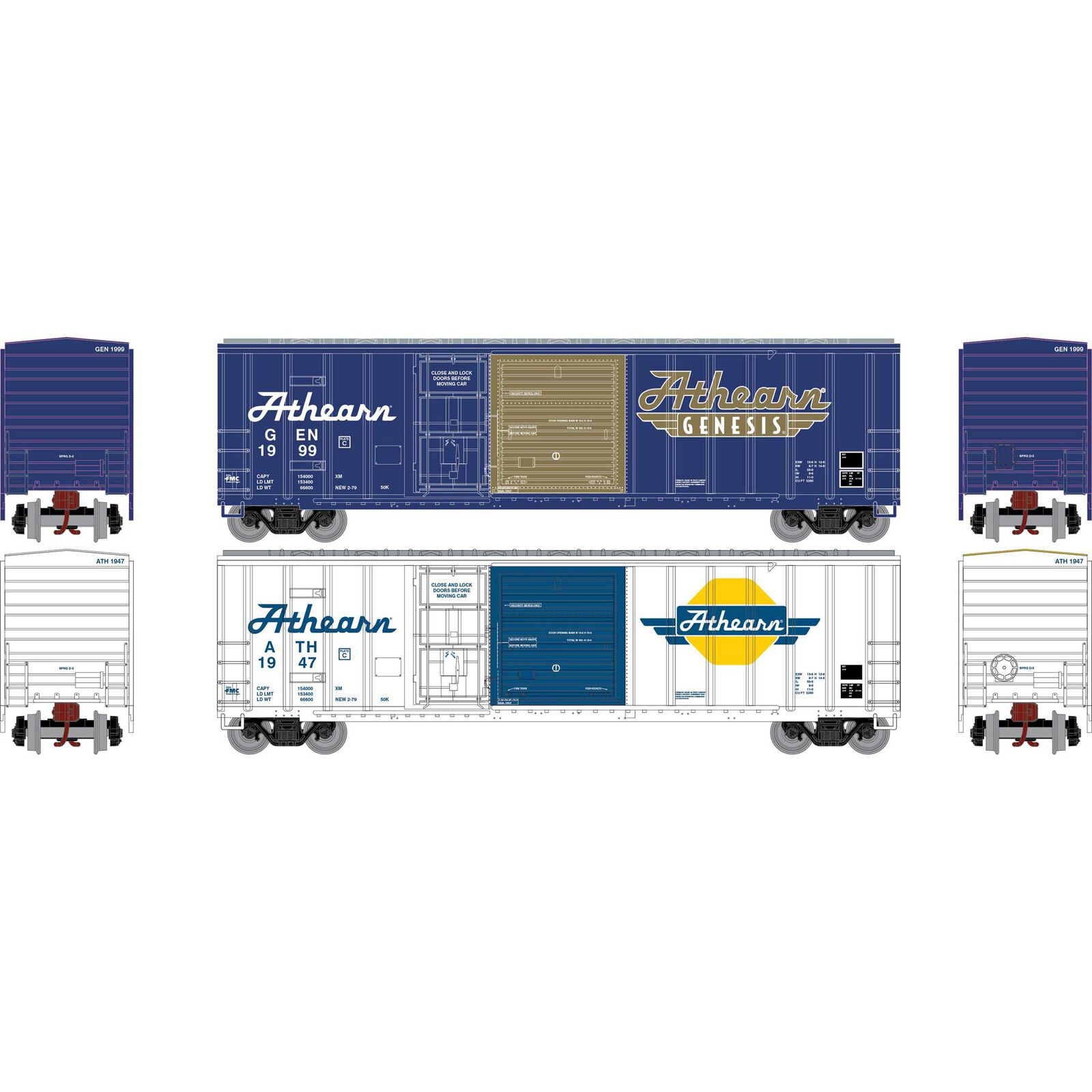 Athearn 50' FMC exterior post combo door boxcar 2-pack