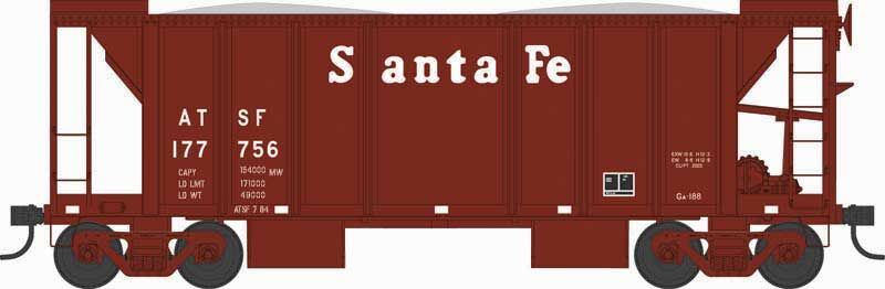 Santa Fe 70-Ton 2-Bay Ballast Hopper with Side Chutes (Ballast Gates)