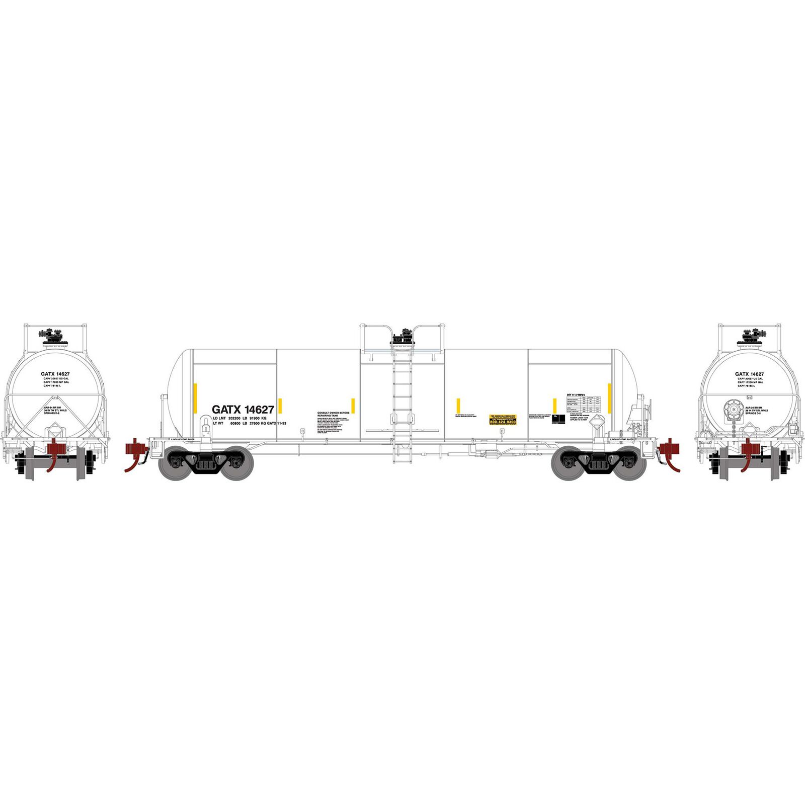 GATX (White With Yellow Stripes) GATC 20K Tank Car #14627