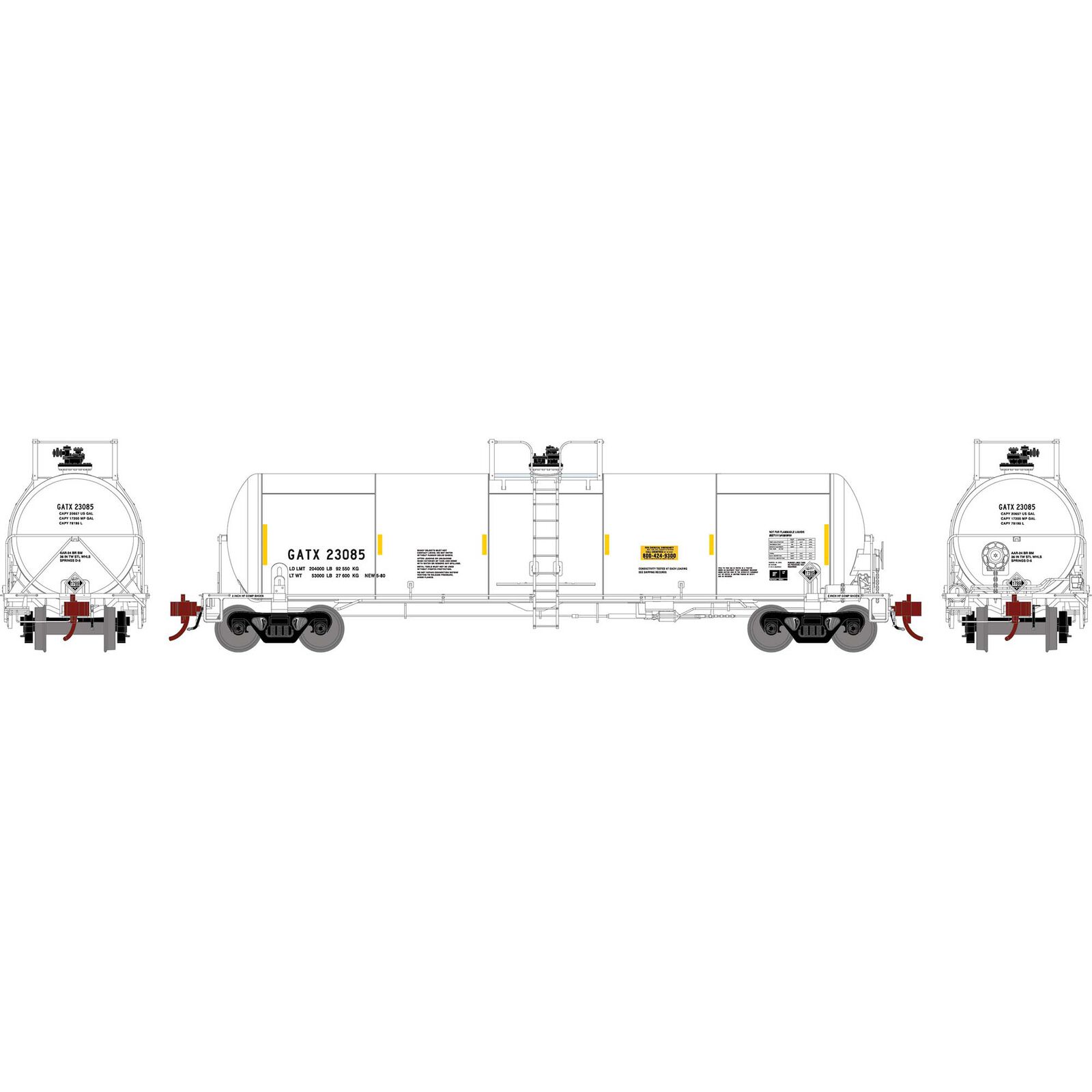 GATX (White With Yellow Stripes) GATC 20K Tank Car #23085