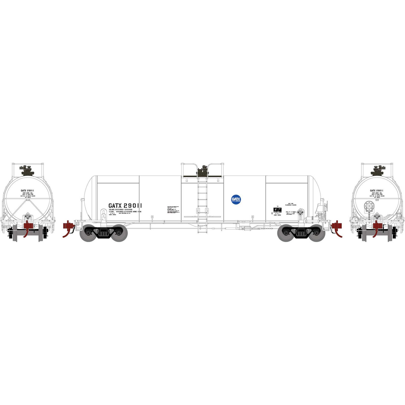 GATX (White-Service Driven) GATC 20K Tank Car #29011