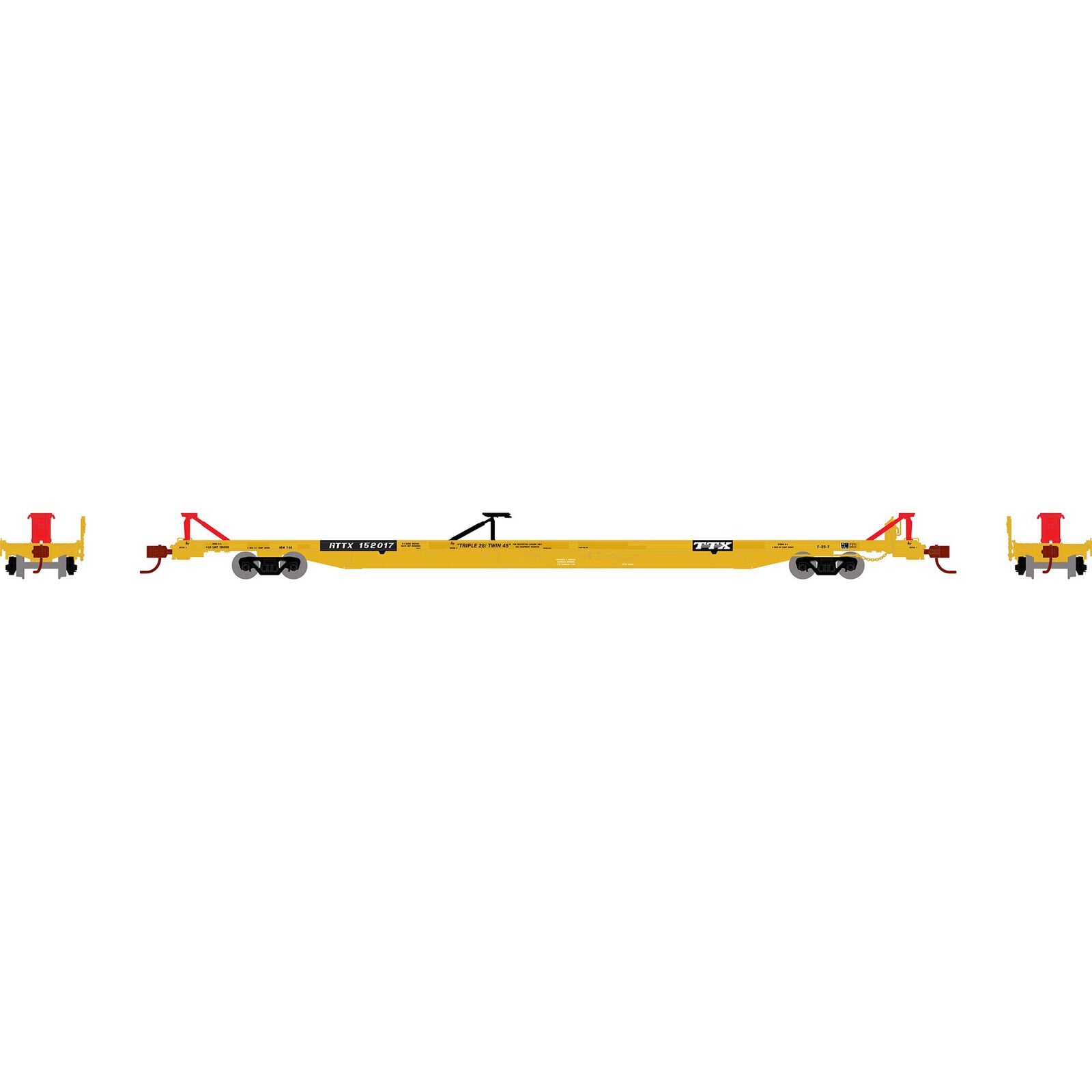 TTX yellow 89'8" F89F TOFC flatcar #152017