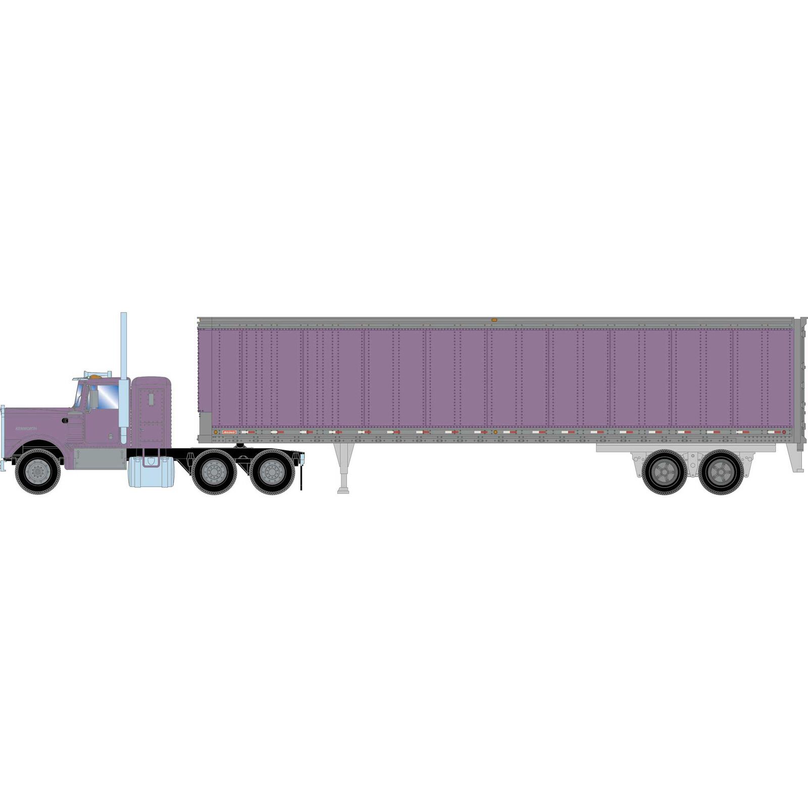 metallic purple Kenworth tractor with 45' trailer