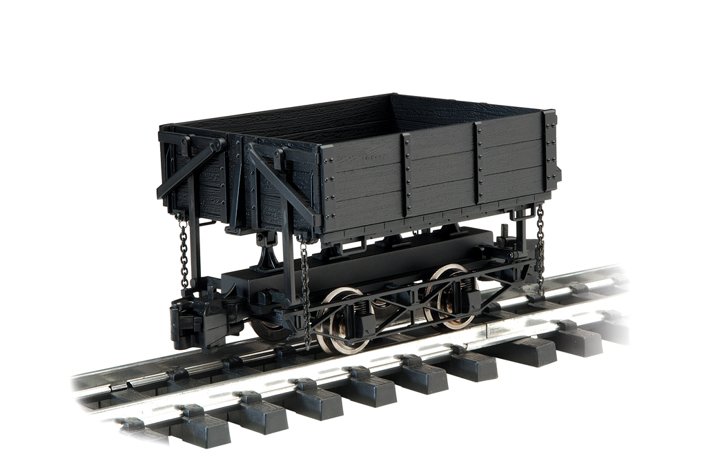 Black "L" Ore Wood Side Dump Car-Metal Wheels