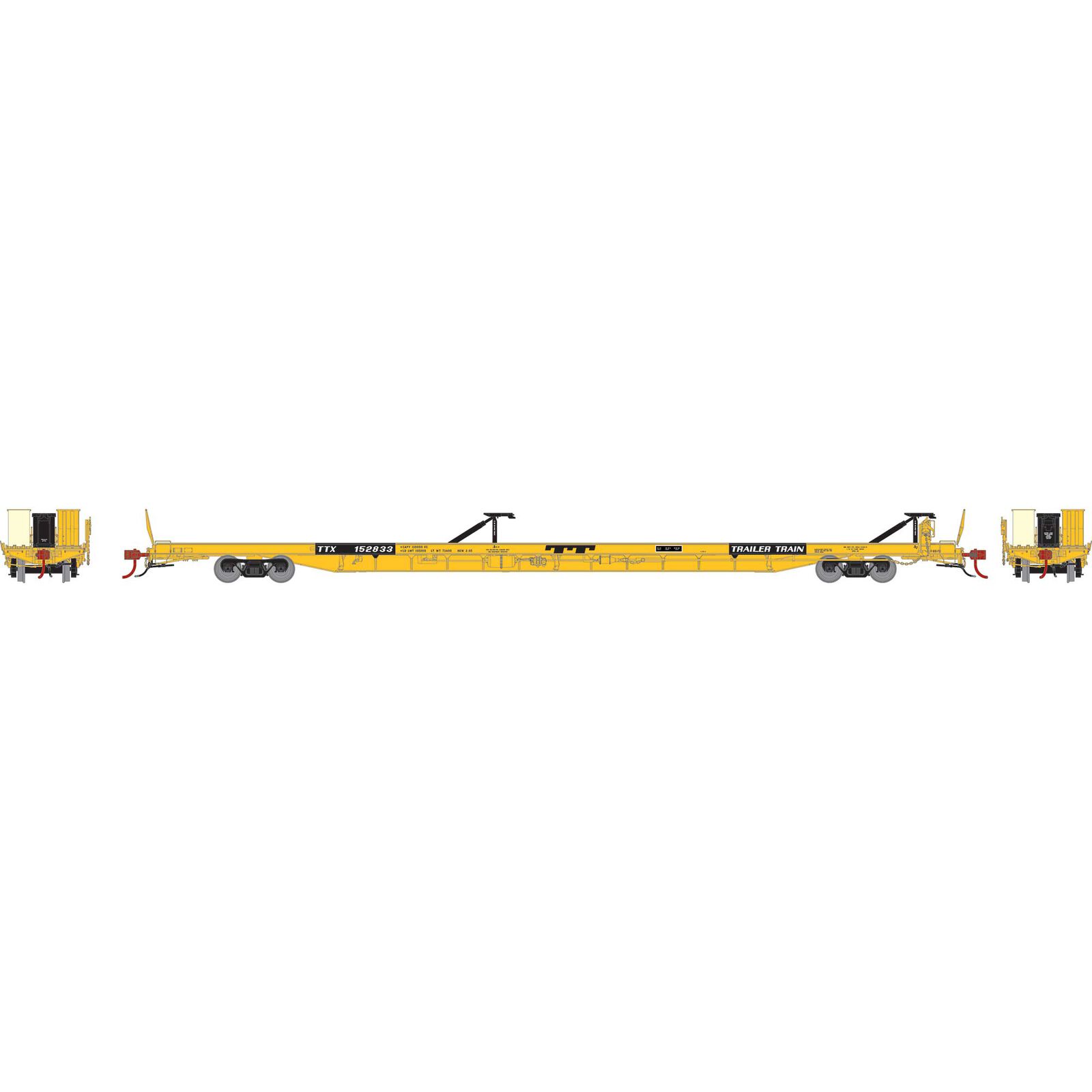 Trailer Train (yellow) F89F 89' flatcar #152833