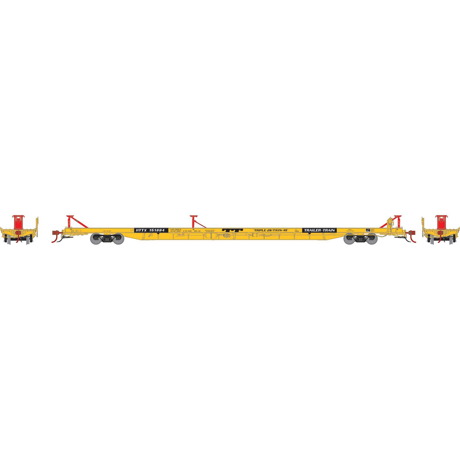 Trailer Train (yellow) F89F 89' flatcar #151894