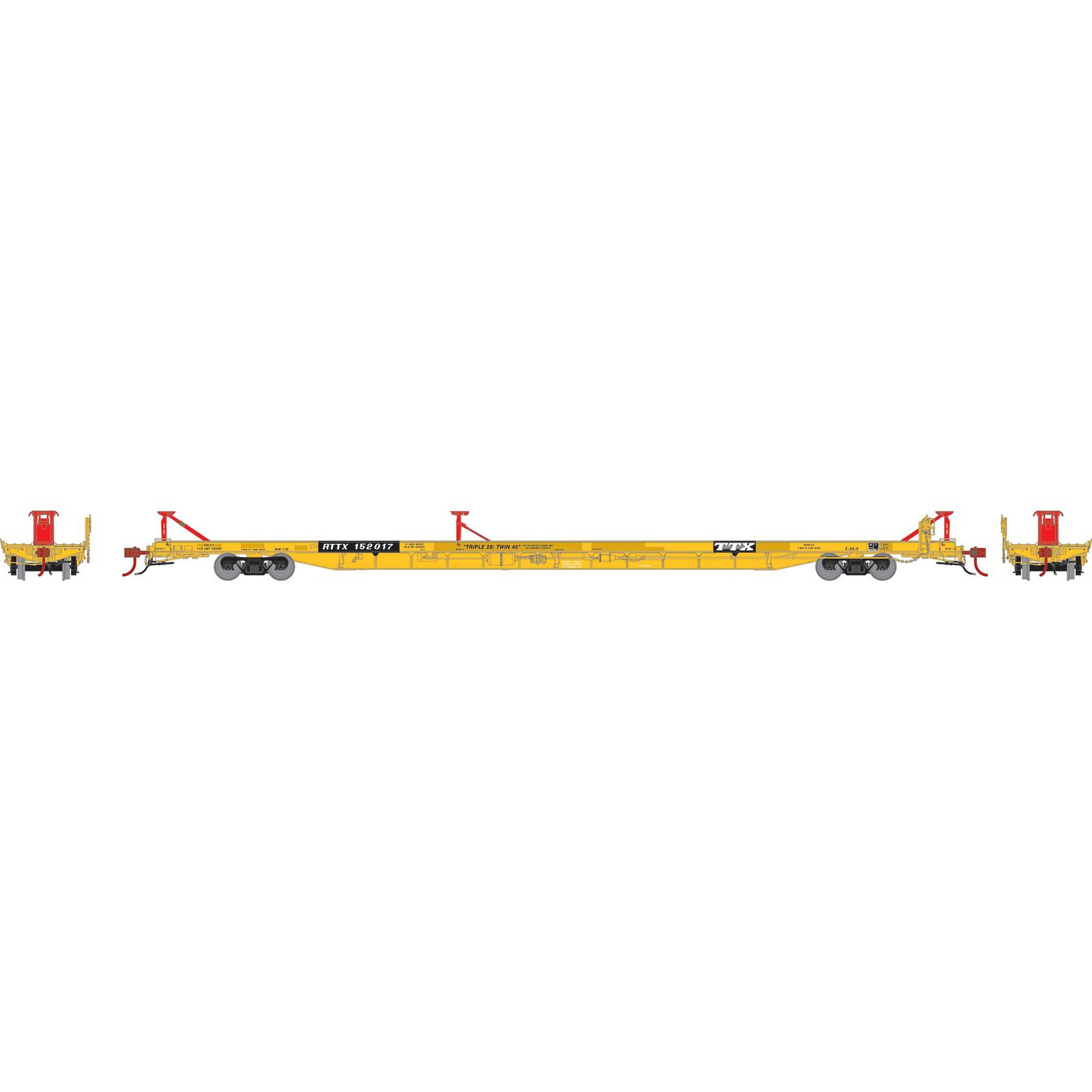 Trailer Train (yellow ,1991 logo) F89F 89' flatcar #152017