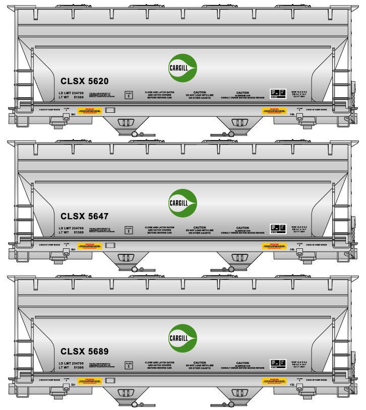 Cargill 2-Bay ACF Covered Hopper 3-Pack