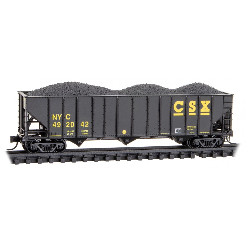 CSX 100-Ton 3-Bay Open Hopper Rib Sides With Coal Load #492042