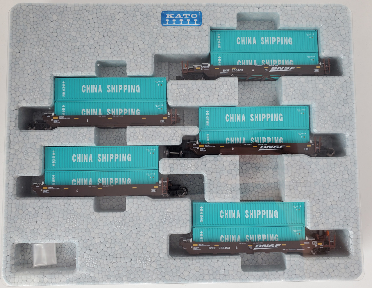 BNSF (swoosh logo) Gunderson MAXI-I double stack car #239156 w/ChinaSh