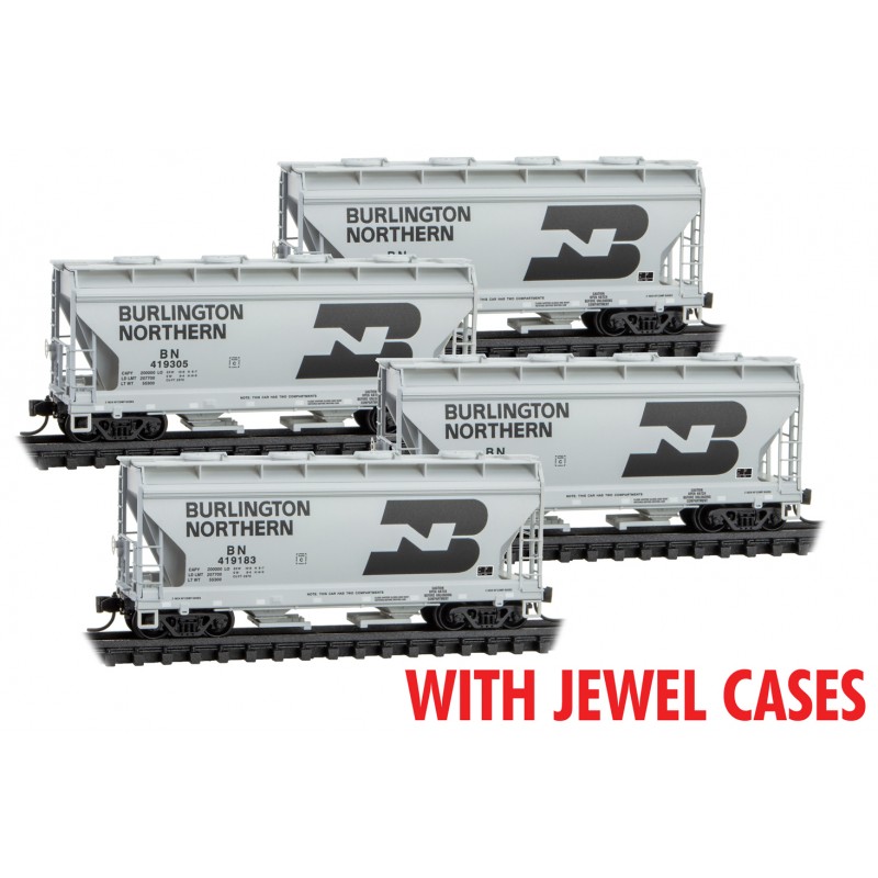 Burlington Northern 4-Car Runner Pack With Jewel Cases