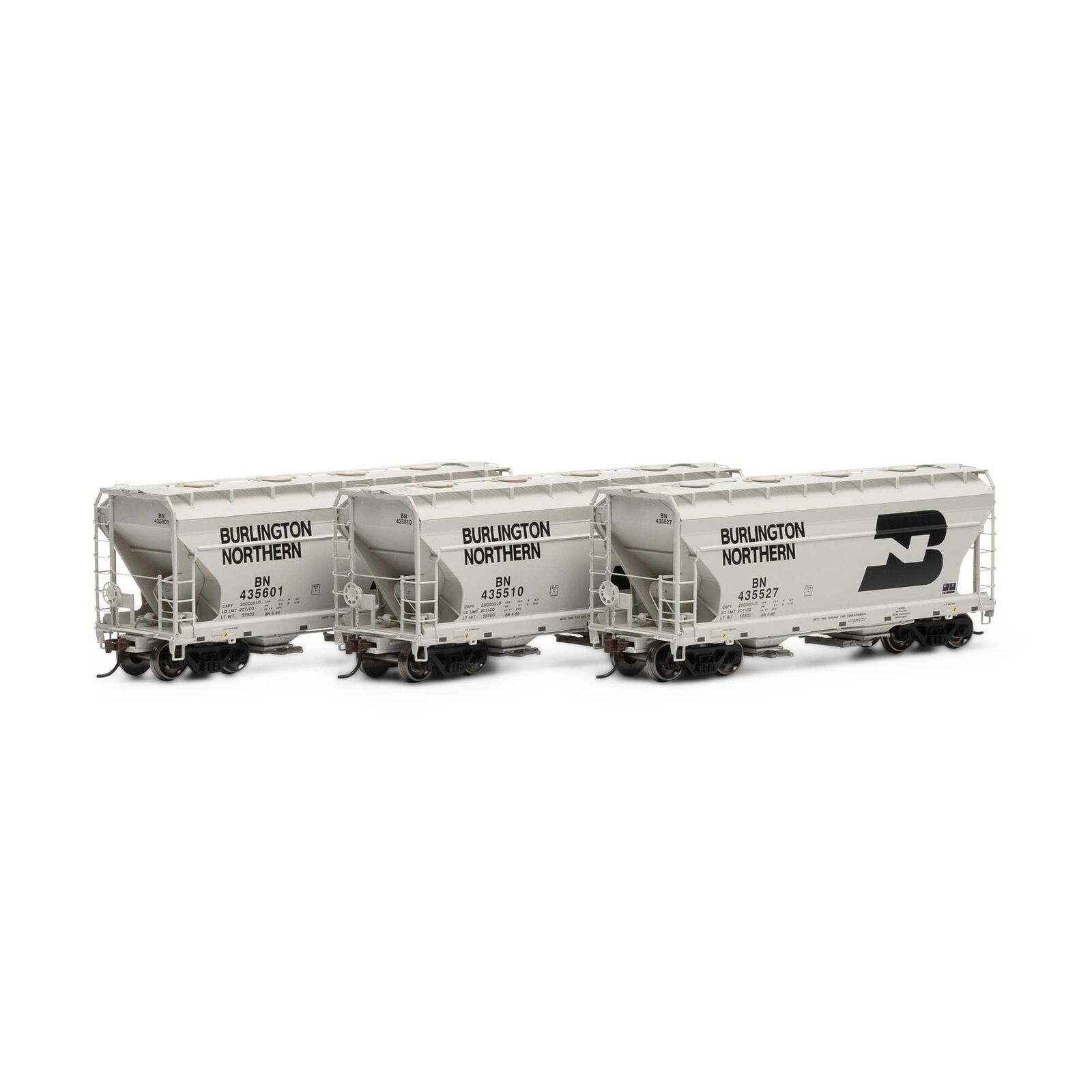 Burlington Northern ACF 2970 2-bay covered hopper 3-pack