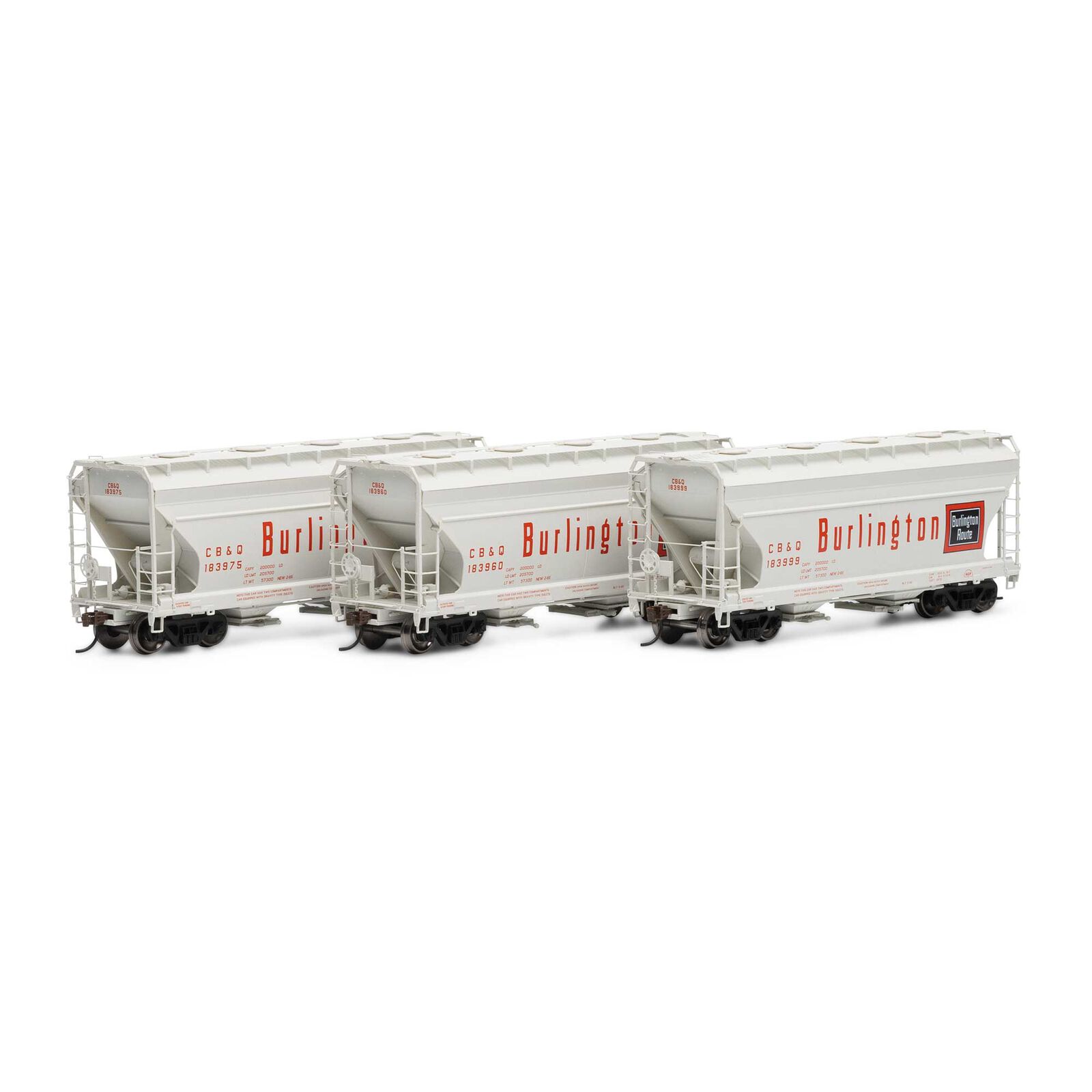 Burlington Route ACF 2970 2-bay covered hopper 3-pack