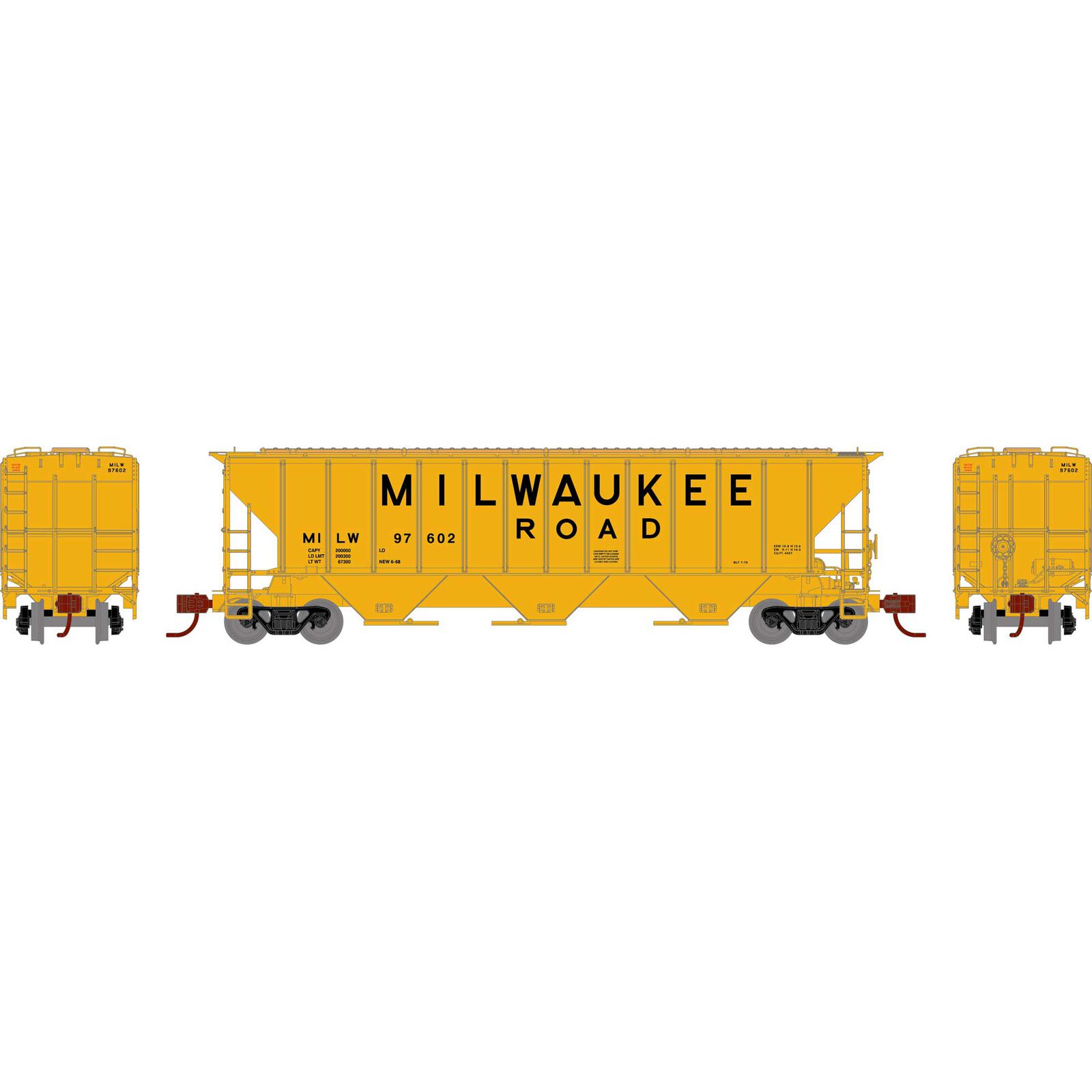 Milwaukee Road PS 4427 3-Bay Hopper #97602