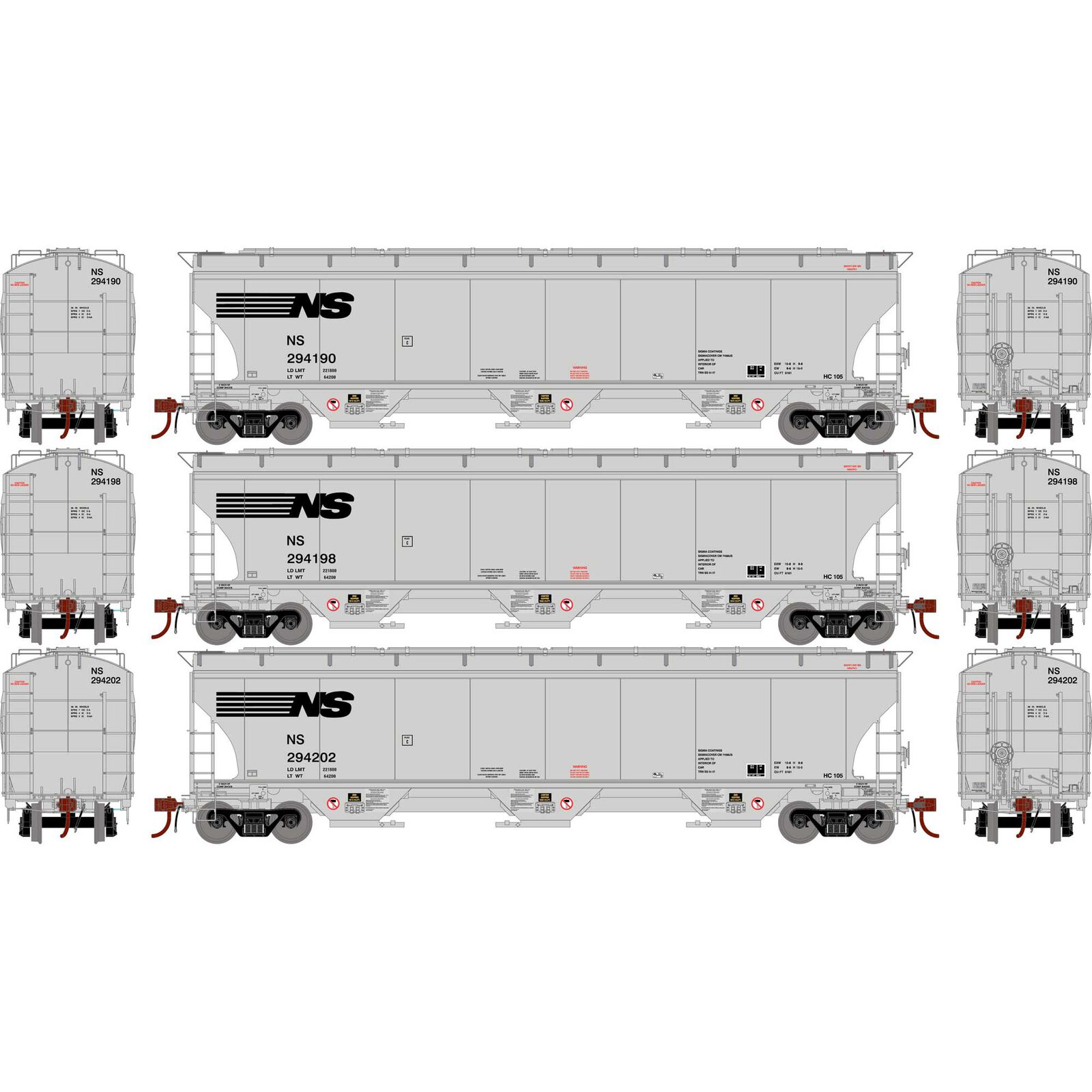 Norfolk Southern Trinity Covered Hopper 3-Pack #2