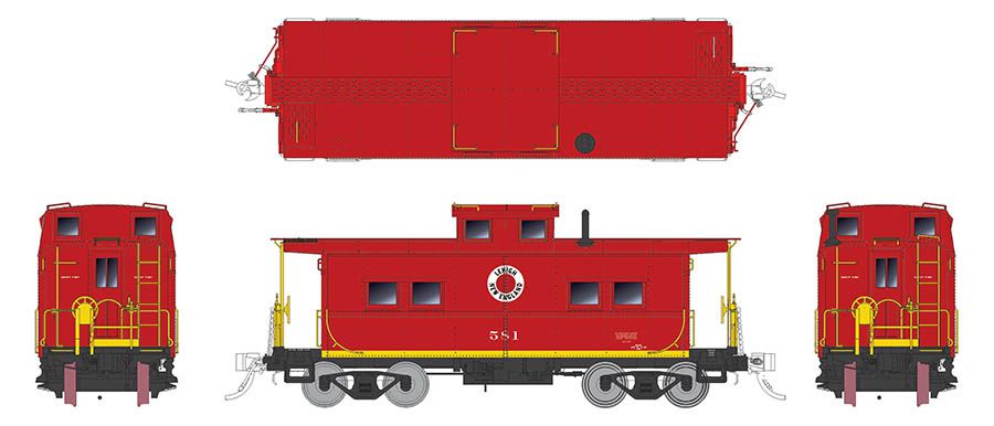 Lehigh & New England red scheme northeastern caboose #582