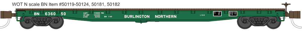 Burlington Northern 53' 6" Flat Car #636000