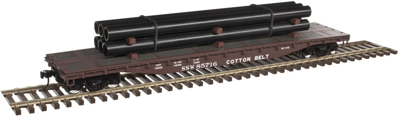 Cotton Belt 52'6" flatcar #85705 with pipe load