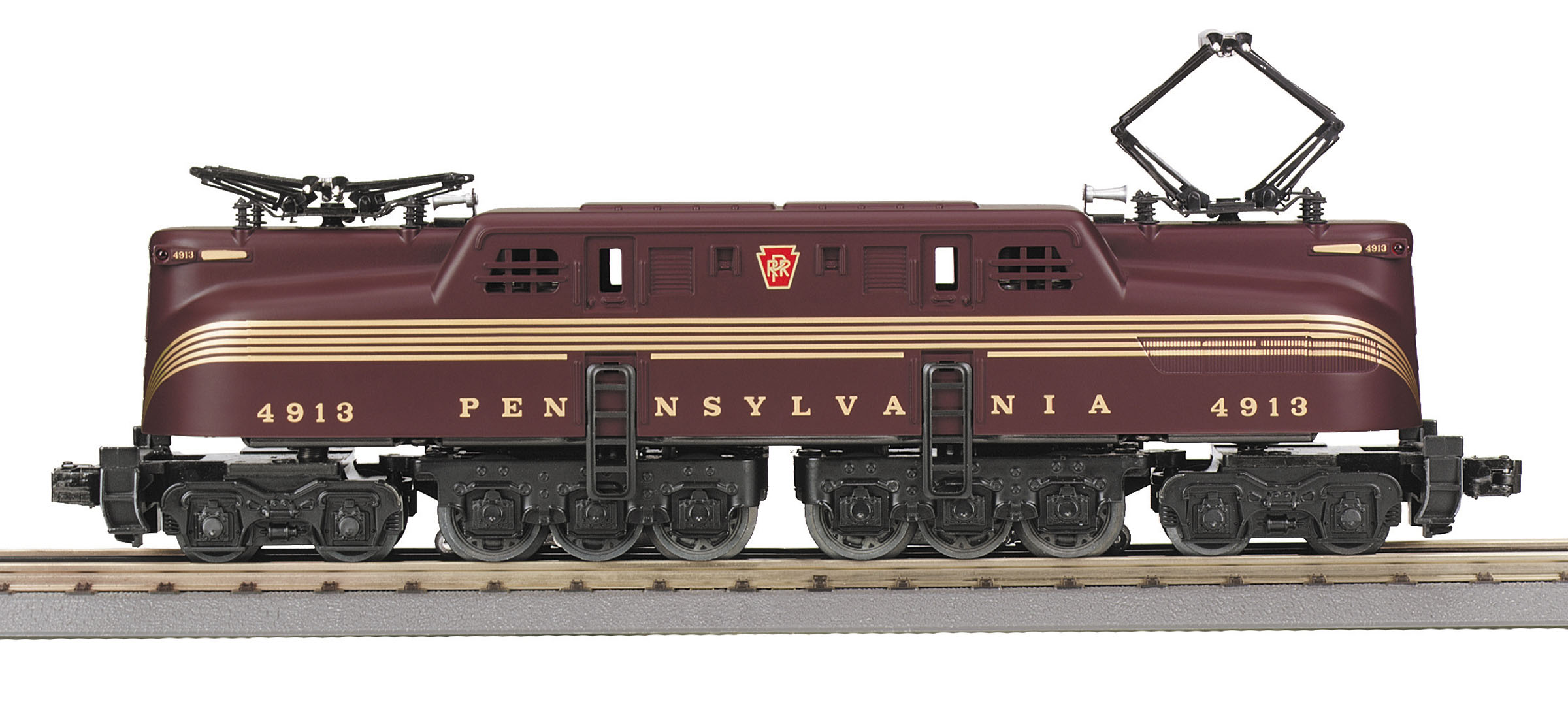 D.A.P. 2000 PRR tuscan 5-stripe GG-1 with 4-car 60' aluminum set