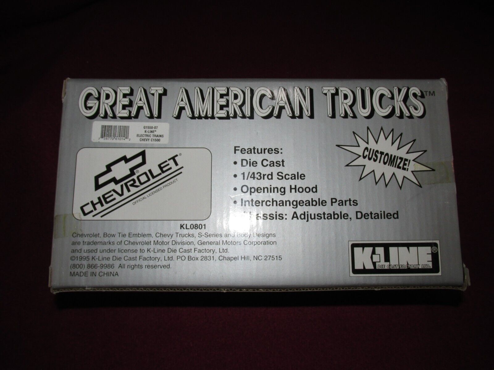 K-Line Electric Trains Chevy C1500 sport truck (Great American Trucks)