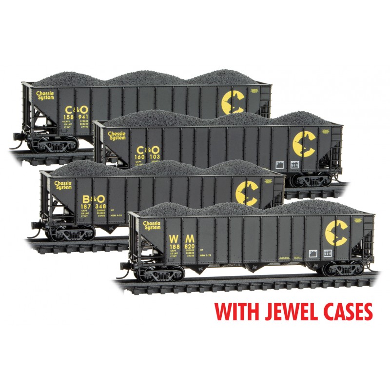 Chessie System 3-bay coal hopper 4-pack with jewel cases