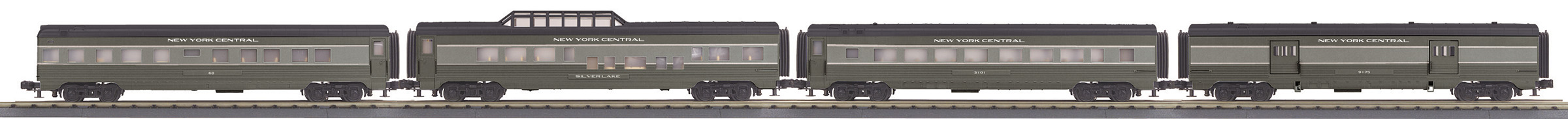 New York Central (lightning stripe) 4-car 60' streamlined passenger se