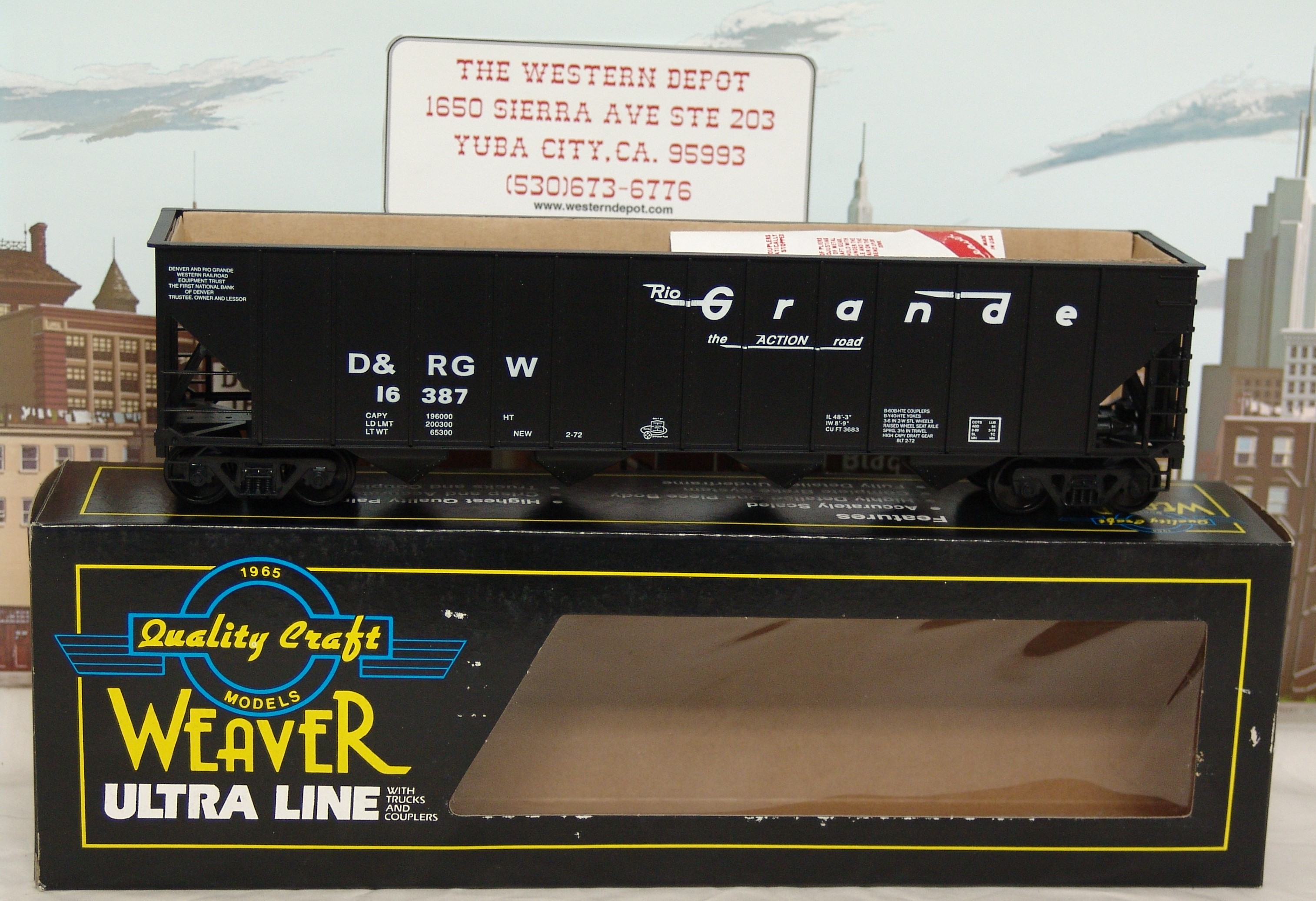 2-Rail Denver & Rio Grande Western 4 Bay High Side Hopper #16410