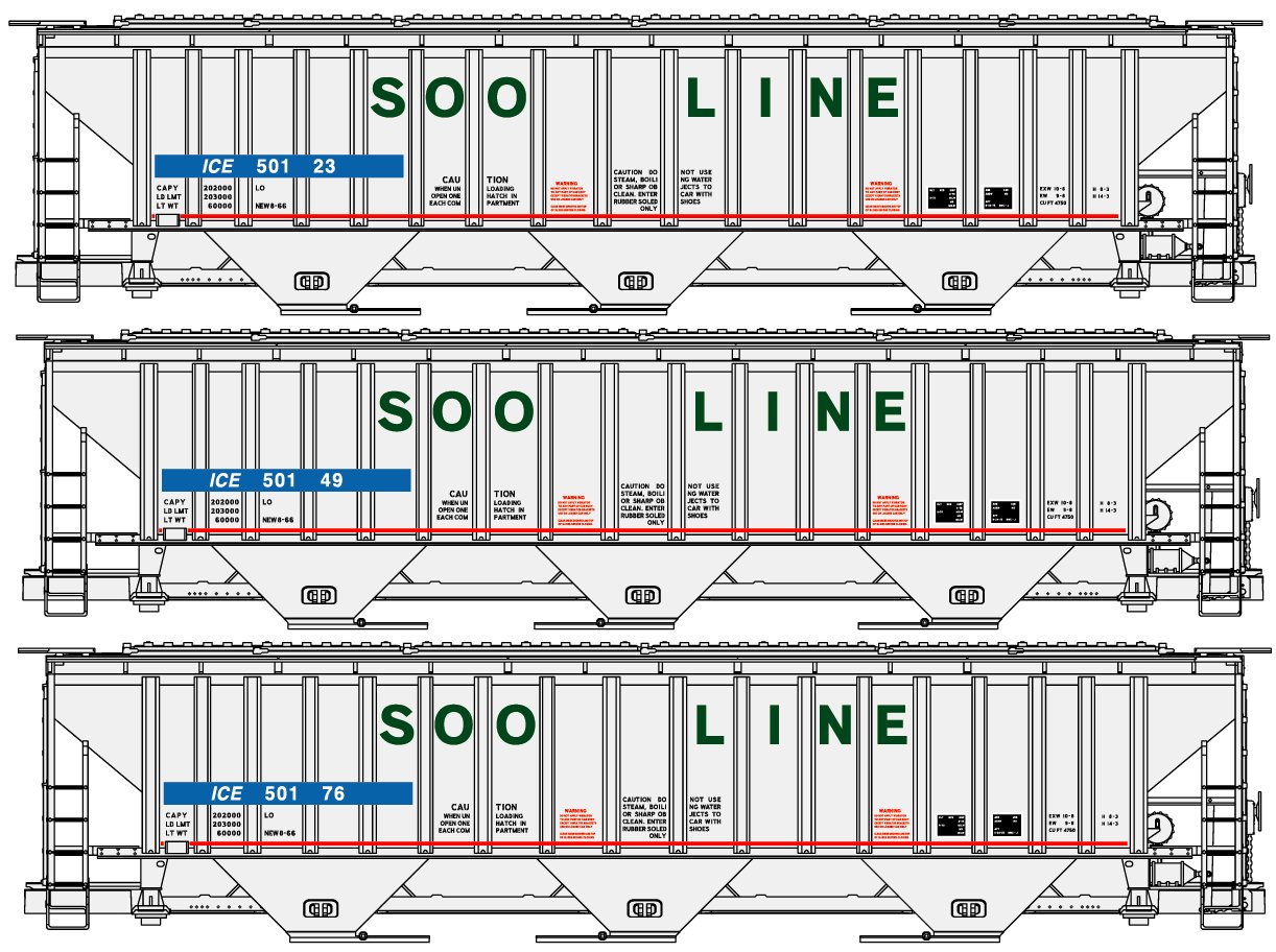 Soo Line-ICE (Patched) Pullman Standard Covered Hopper 3-Pack