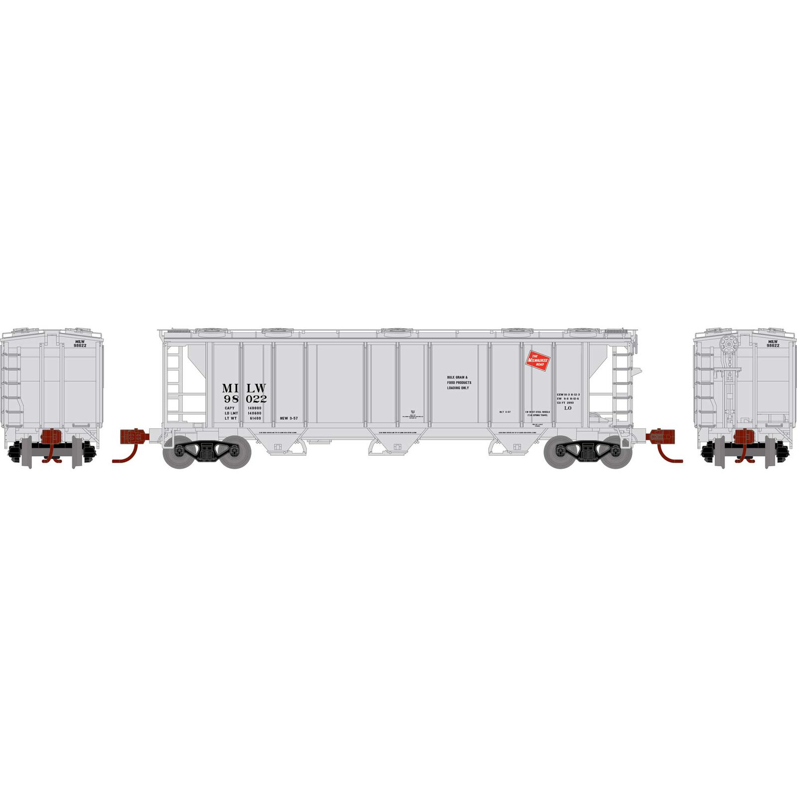 Milwaukee Road PS 2893 covered hopper #98022