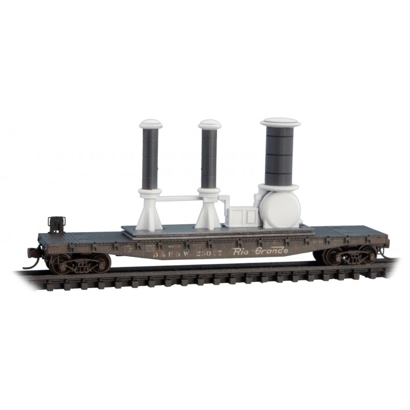 Rio Grande weathered flatcar 2-pack with power load