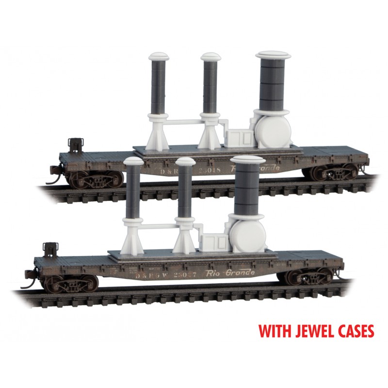 Rio Grande weathered flatcar 2-pack with power load