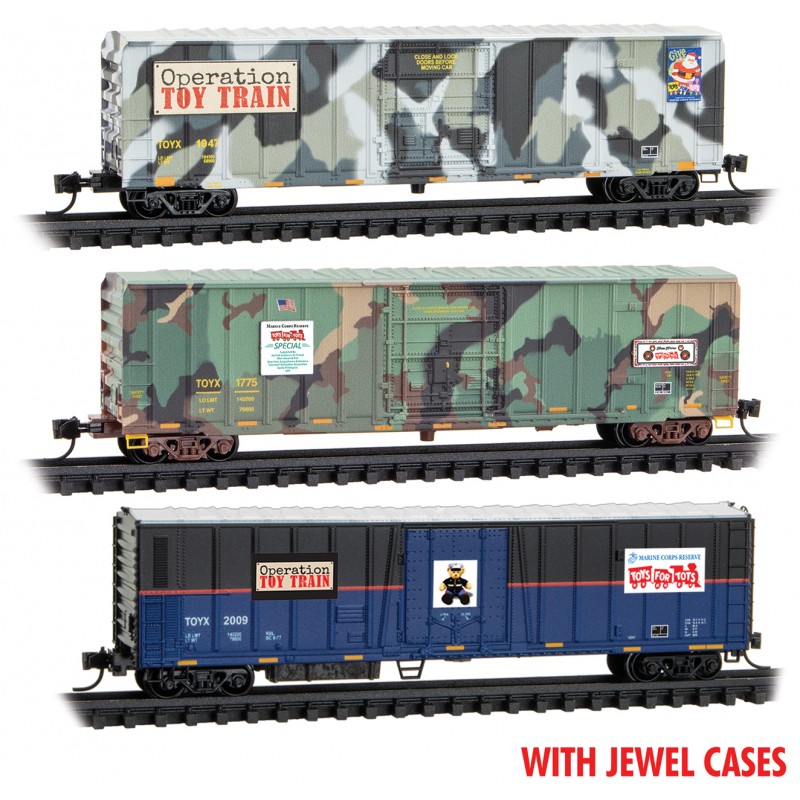 Toys For Tots 50' plug door boxcar 3-pack