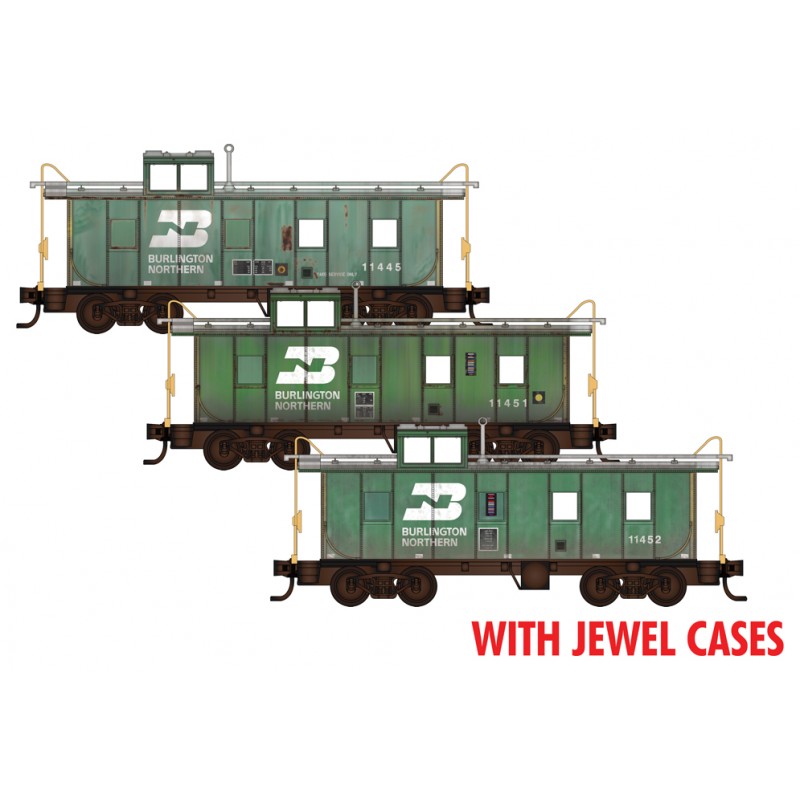 Burlington Northern weathered caboose 3-pack