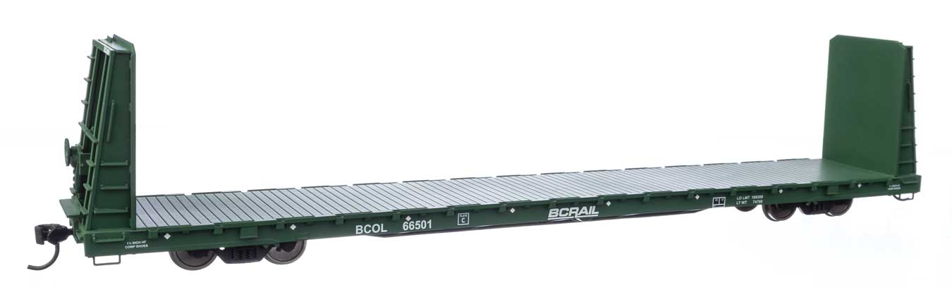 British Columbia Railway 68' Bulkhead Flat Car #66501